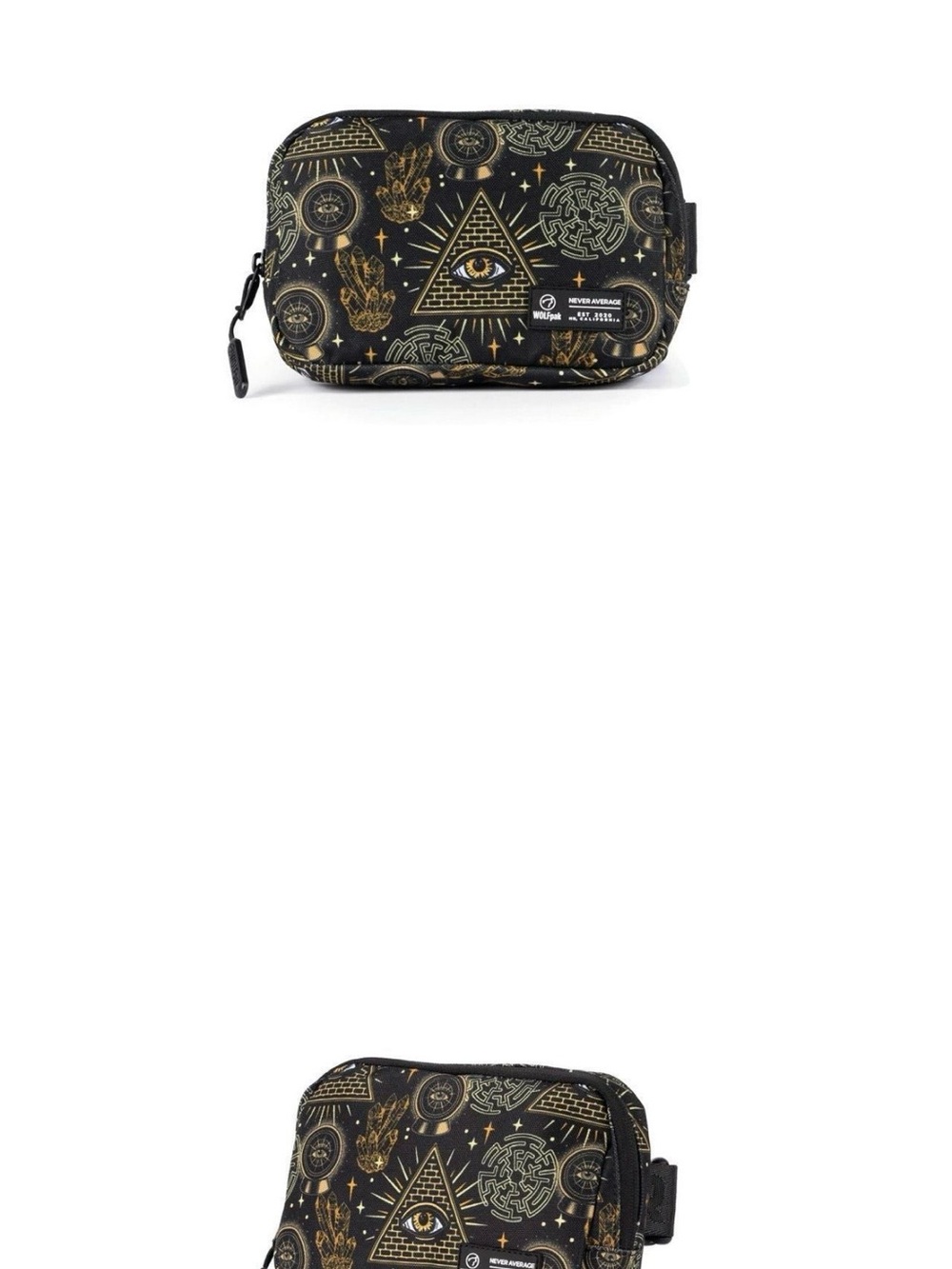 WOLF Black and Gold Symbol Print Belt Bag Illuminati cross body - Picture 4 of 4